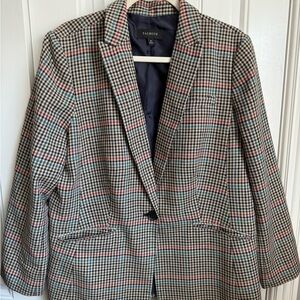 Talbots Houndstooth Blazer in Navy, Teal & Red
